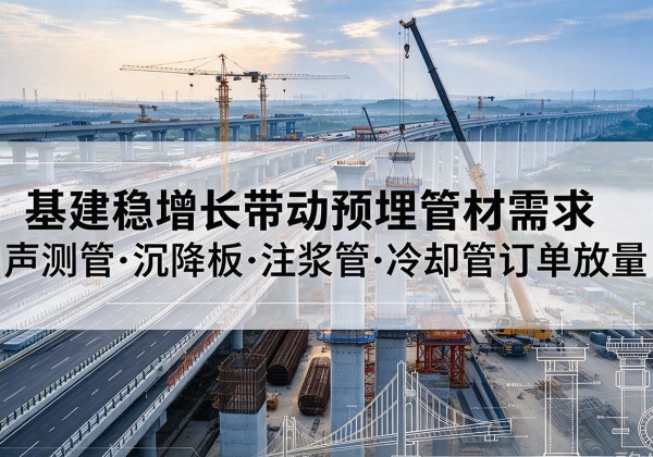 长白基建稳增长带动预埋监测管材需求，声测管、沉降板、注浆管订单持续放量